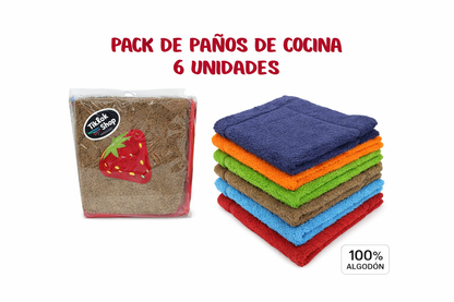 Paños de Cocina 100% Algodón (6 uds) | Súper Absorbentes